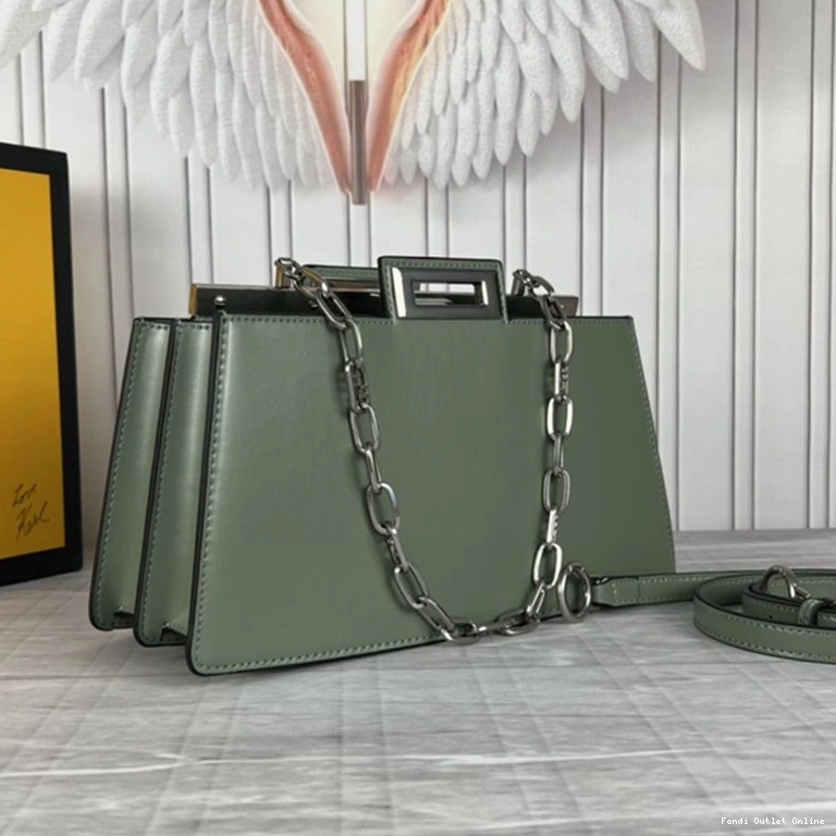 Affordable Fendi In Bag Leather Cut Medium Green Calf Peekaboo 0818